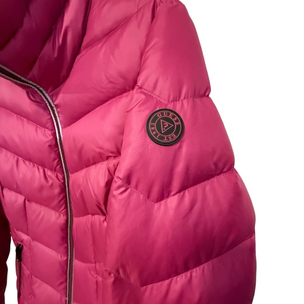 GUESS Puffer Jacket Purple Magenta Quilted Down Blend Puffer Coat Women Med - Picture 3 of 16